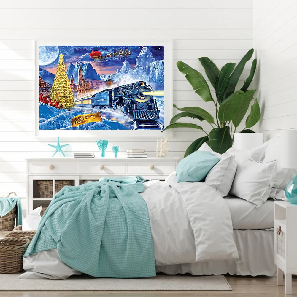 Diamond Painting - Full Round Drill - Christmas Train(50*40cm)