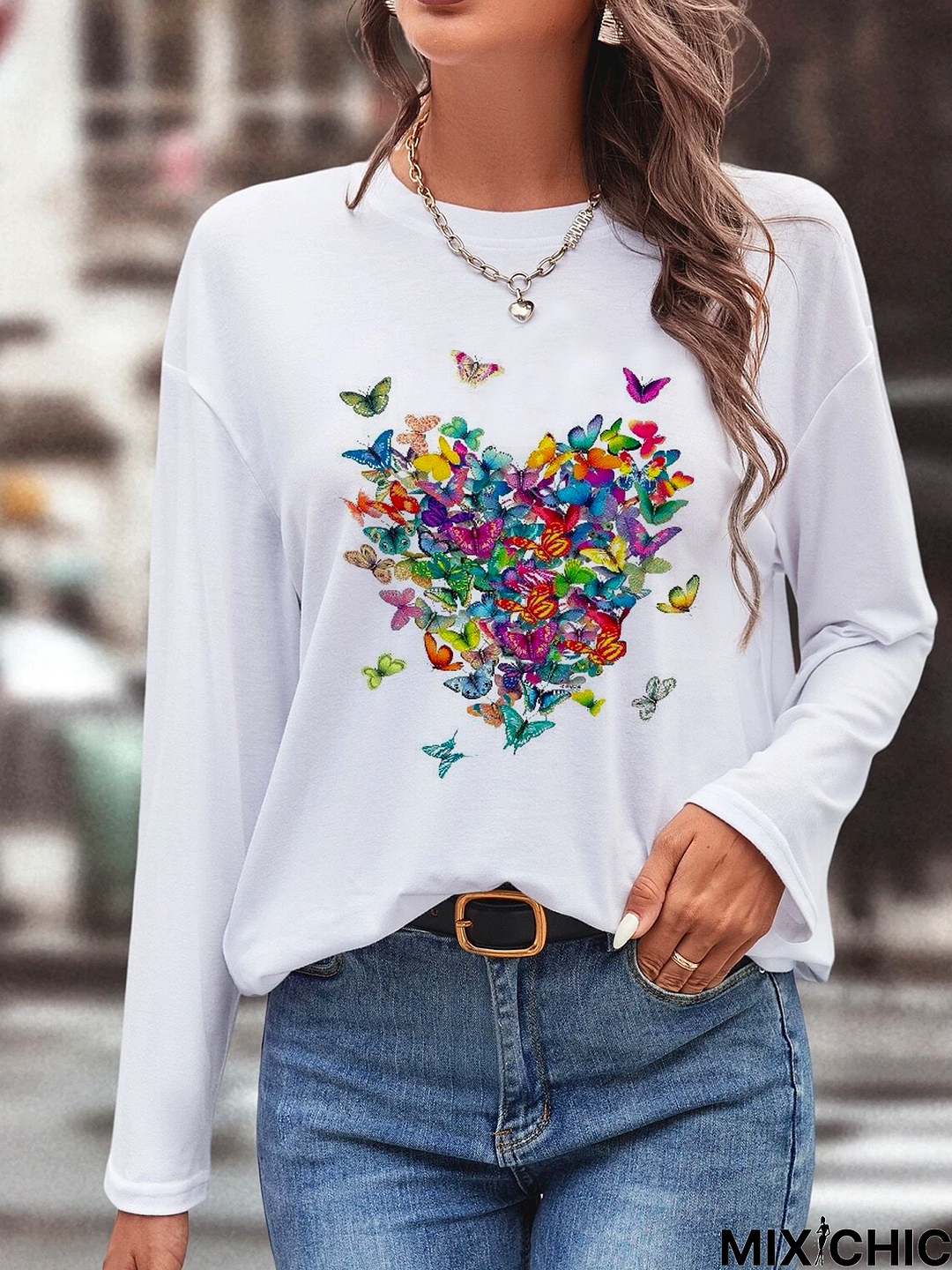 Butterfly Printed Casual T-Shirt