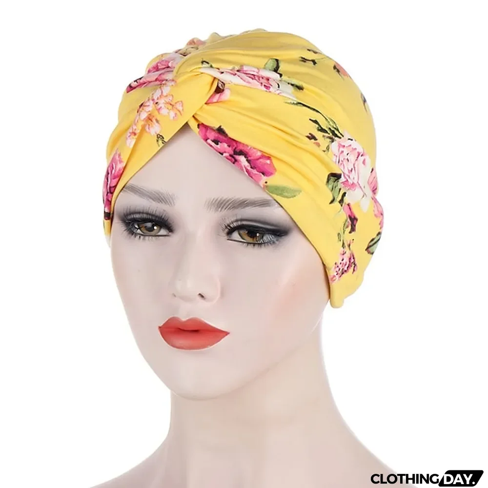 Women Muslim Daily Turban Folding Cross Knotted Hair Scarf Elastic Head Wrap Headwear Bandanas Lady Hair Hats Beanie Hair Loss Accessories