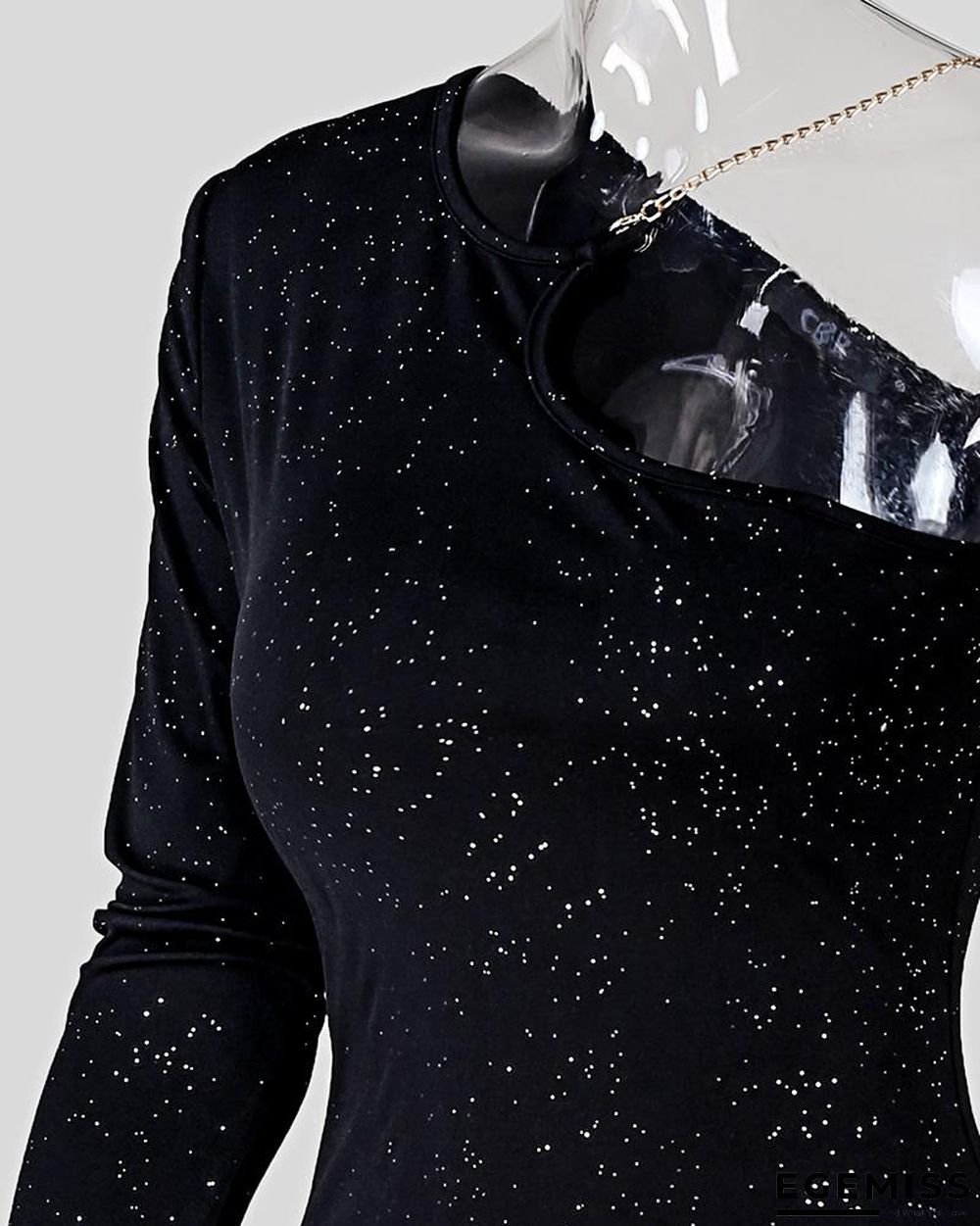 Glittering One Shoulder Midi Dress | EGEMISS