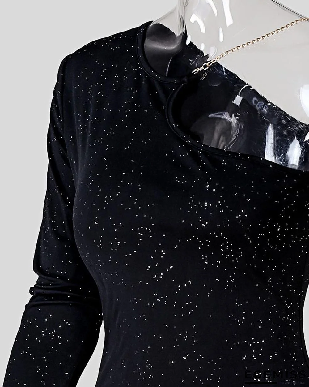 Glittering One Shoulder Midi Dress | EGEMISS