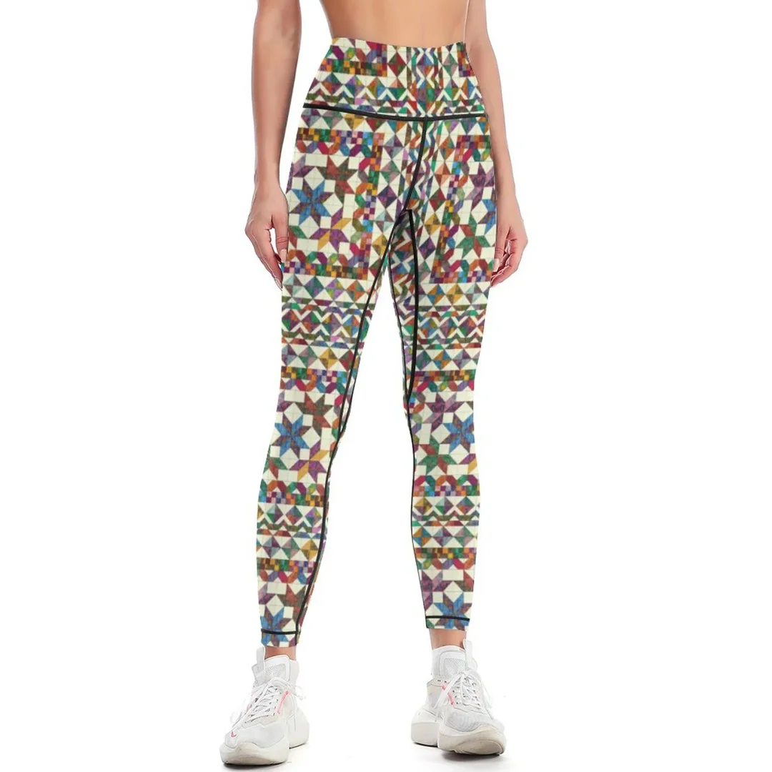 Quilt Image Comfortable Sewing Yoga Pants for Women Women Capris Full Length Yoga Legging High Waist Outdoor Running Pants