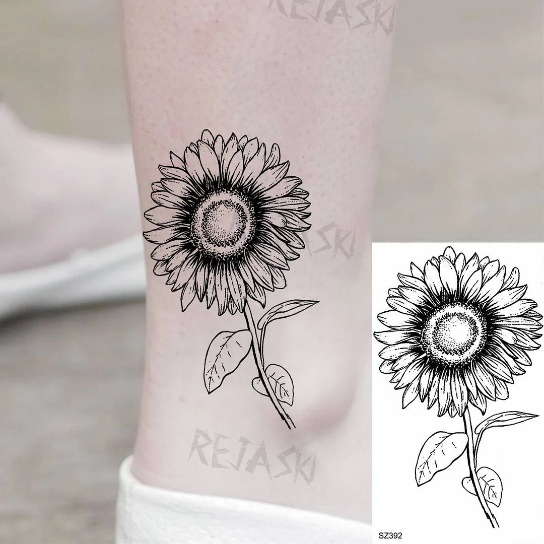 Realistic Sunflower Fashion Wrist Temporary Tattoos For Women Gilr Butterfly Geometry Fake Tattoo Custom Armbands Washable Tatoo