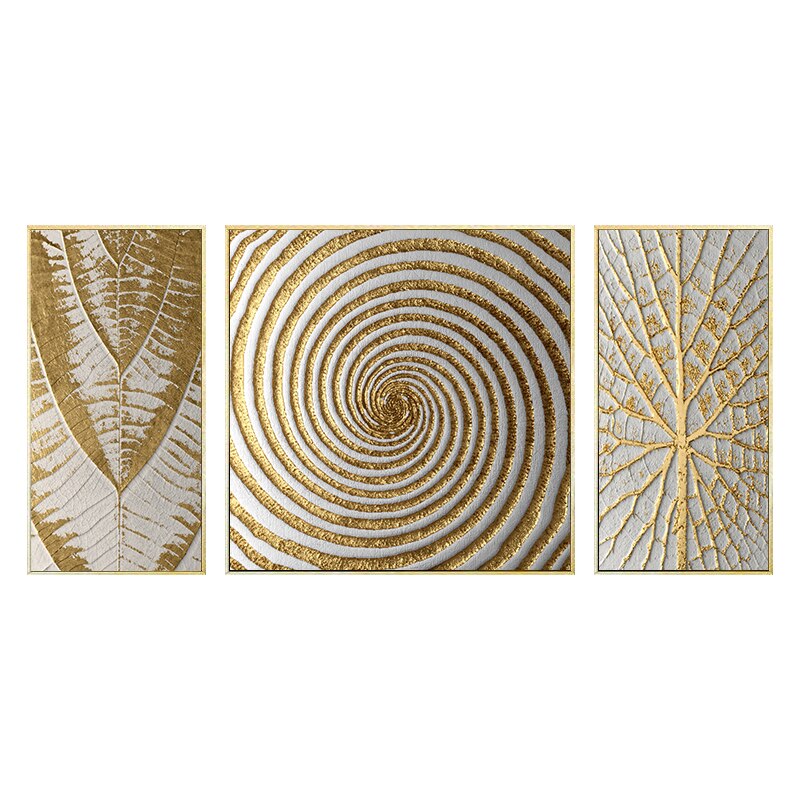 Framed Modern Abstract Golden Canvas Poster 3 Panels Minimalist Luxury Fashion Wall Picture For Living Room Decor Painting