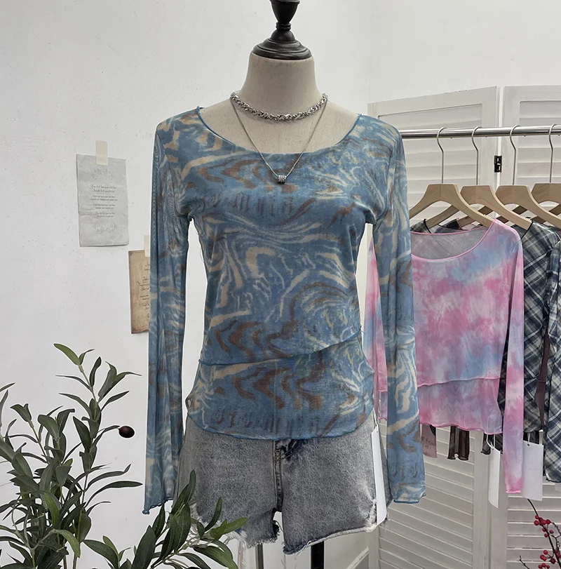 Nigikala Nigikala Sunscreen Mesh Yarn Women 2025 Summer New Long-Sleeved T-Shirt 6920