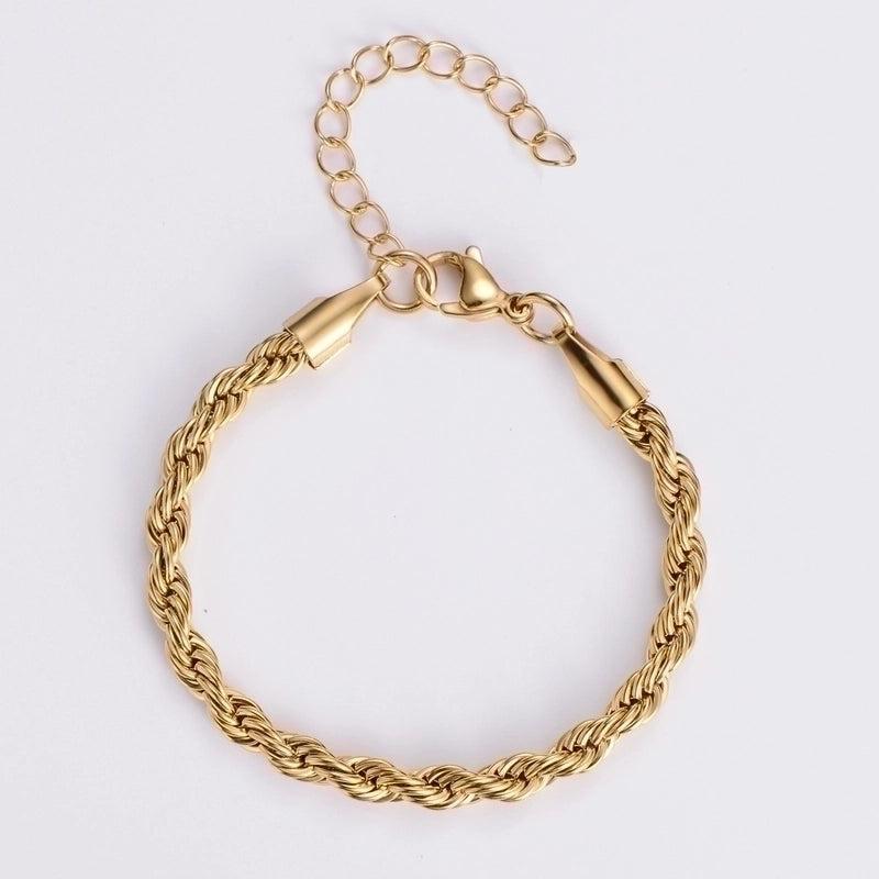 Minimalist Twist 304 Stainless Steel 18K Gold Plated No Inlaid Stainless Steel Bracelets In Bulk