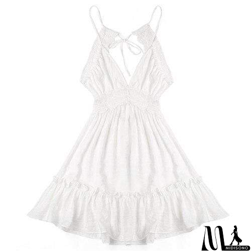 MidiSono - Boho Vrouwen Jurken Spaghetti Strap Backless Elegante Beach Zonnejurk