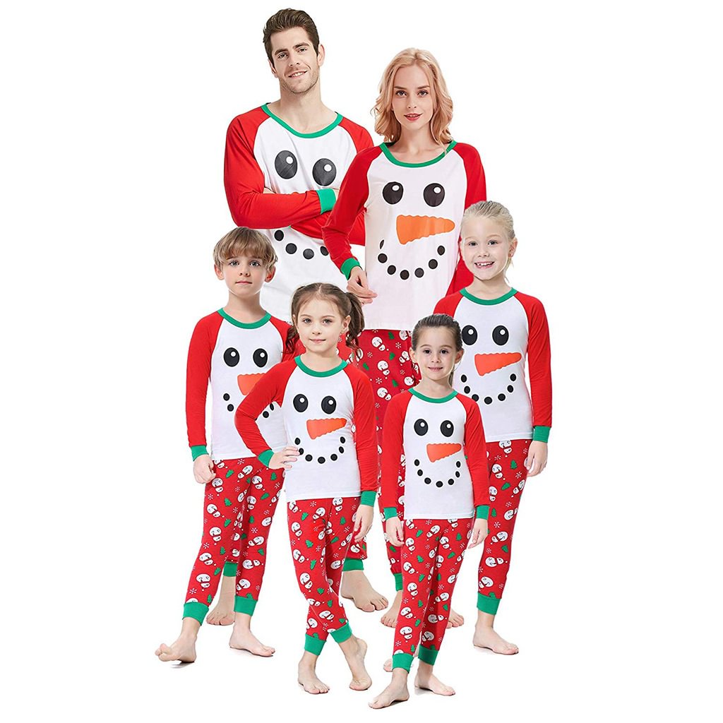 Family matching PJS Snowman Elk Printed Sleepwear Christmas Pajamas Set 2021-Pajamasbuy