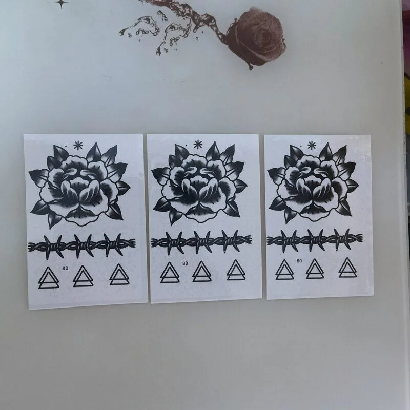 New Dark Flower Temporary Tattoo on Hand Sticker for Men Women Waterproof Durable Tattoo Cool Art Hand Back Finger Fake Tattoo