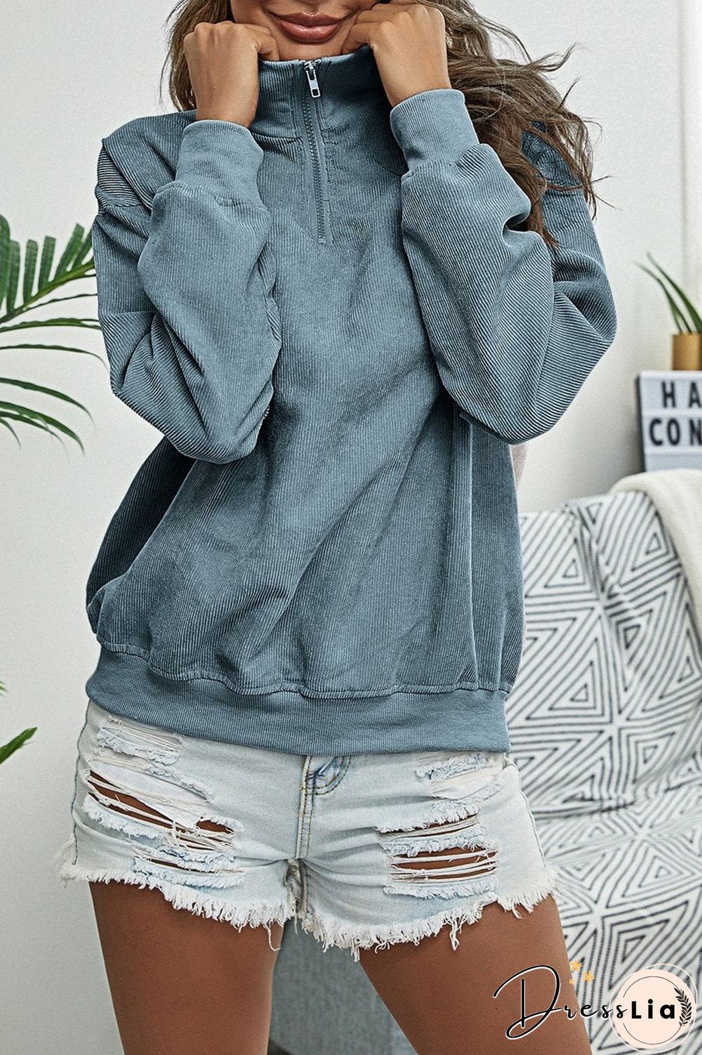 Corduroy Long Sleeve Casual Sweatshirt