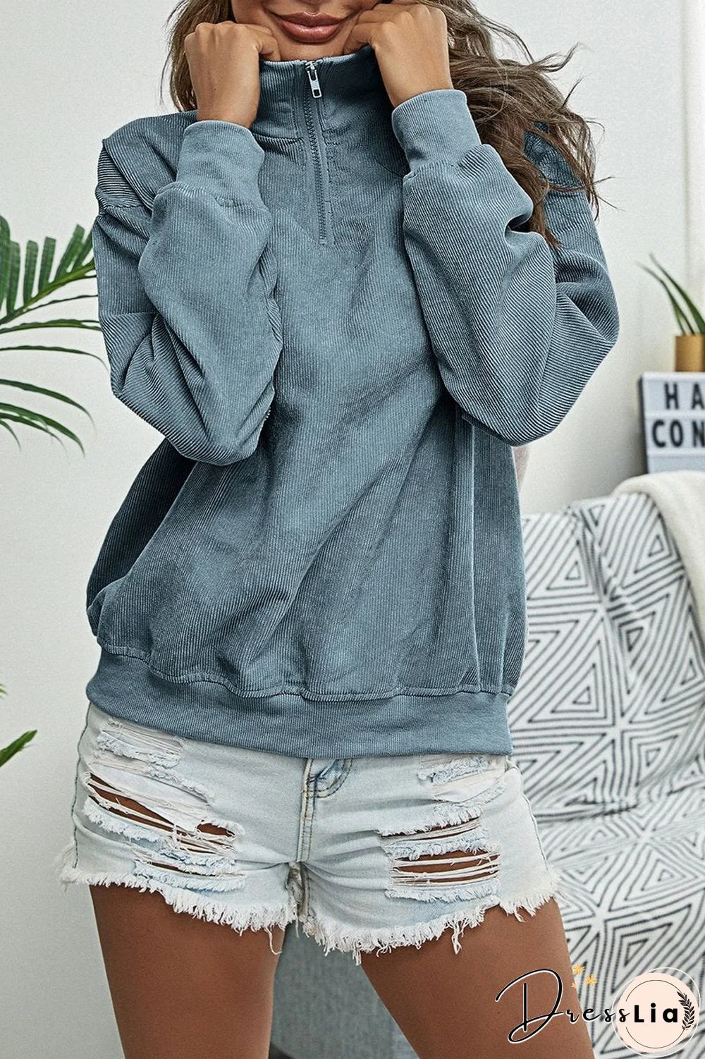 Corduroy Long Sleeve Casual Sweatshirt