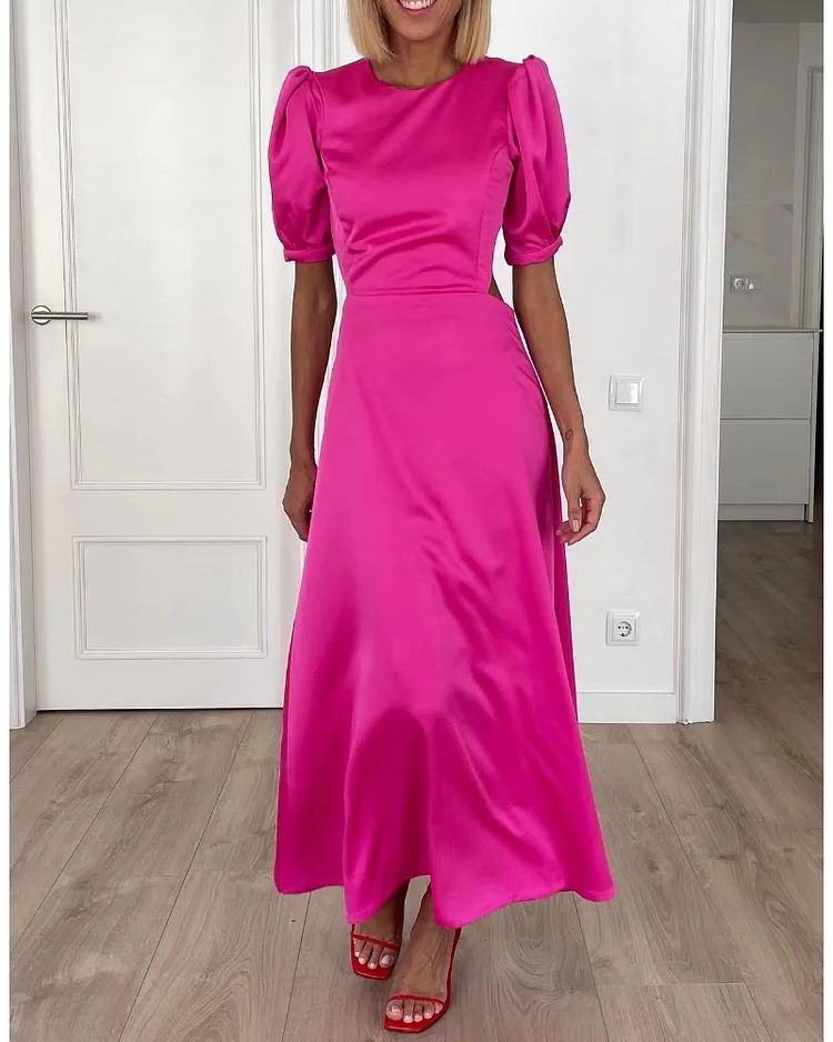 Barbie Pink casual sexy backless dress