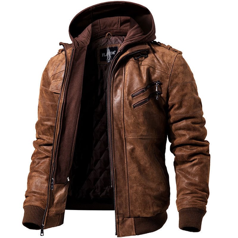 Mens Outdoor Cold-proof Motorcycle Leather Jacket-Compassnice®