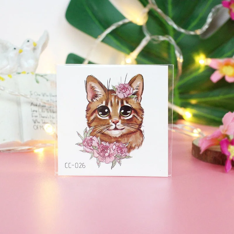 Cartoon Cat and Dog Face Stickers Tattoo Stickers Waterproof Girl/Child Cute Makeup Stickers Small Tattoo Pet Temporary Tattoos