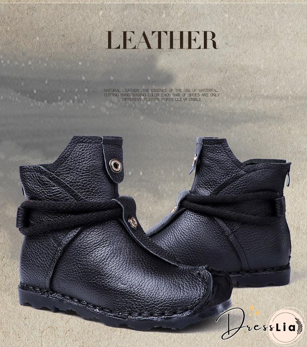 Women Genuine Leather High Quality Fashion Short Flats Ankle Boots