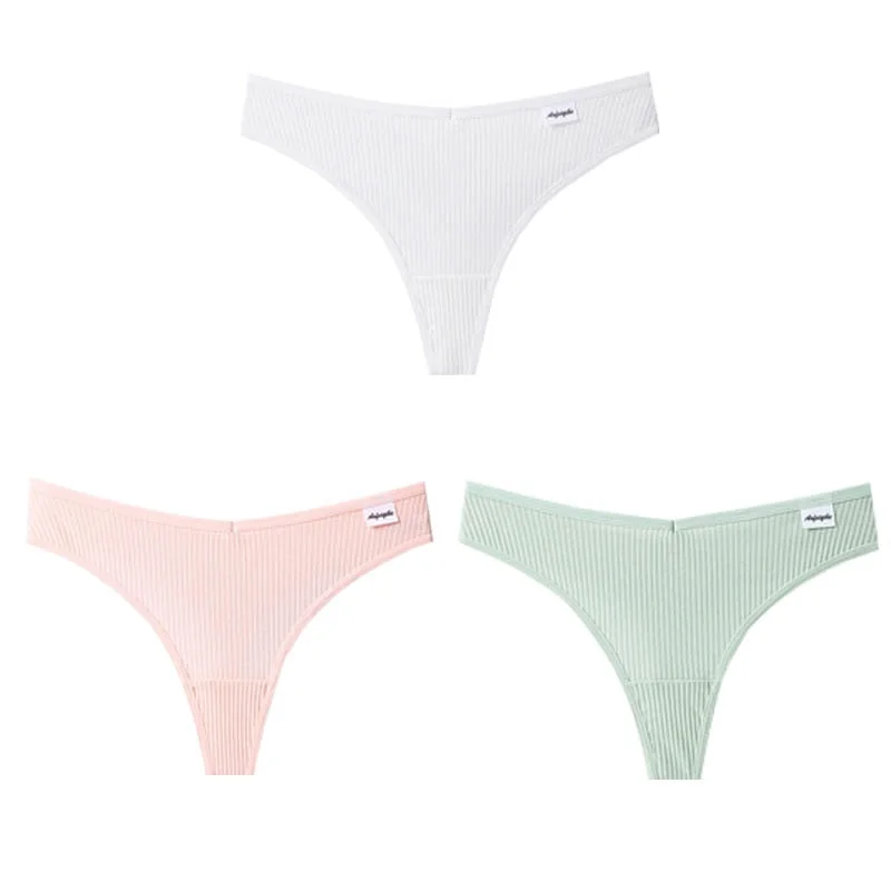CINOON 3Pcs/Lot V Waist Cotton G-String Thong Panties String Underwear Women Briefs Sexy Lingerie Pants Low-Rise Ladies Intimate