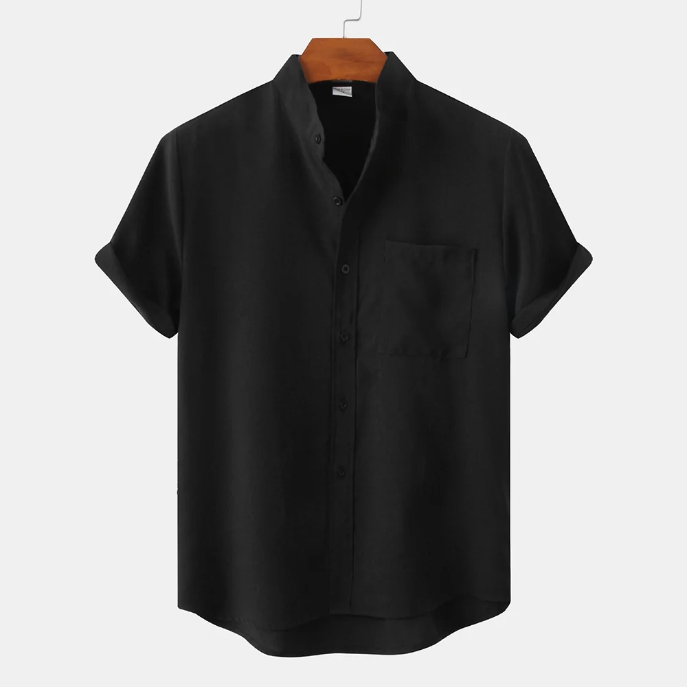 Smiledeer Summer new men's breathable cotton and linen short-sleeved shirt