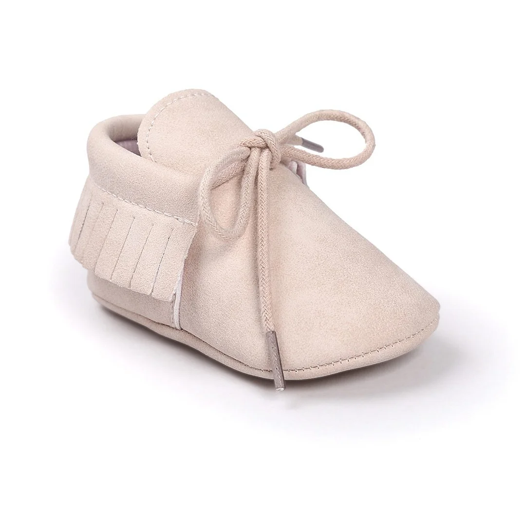 Baby Shoes Newborn Infant Boy Girl Classical Lace-up Tassels Suede Sofe Anti-slip Toddler Crib Crawl Shoes Moccasins 10-colors