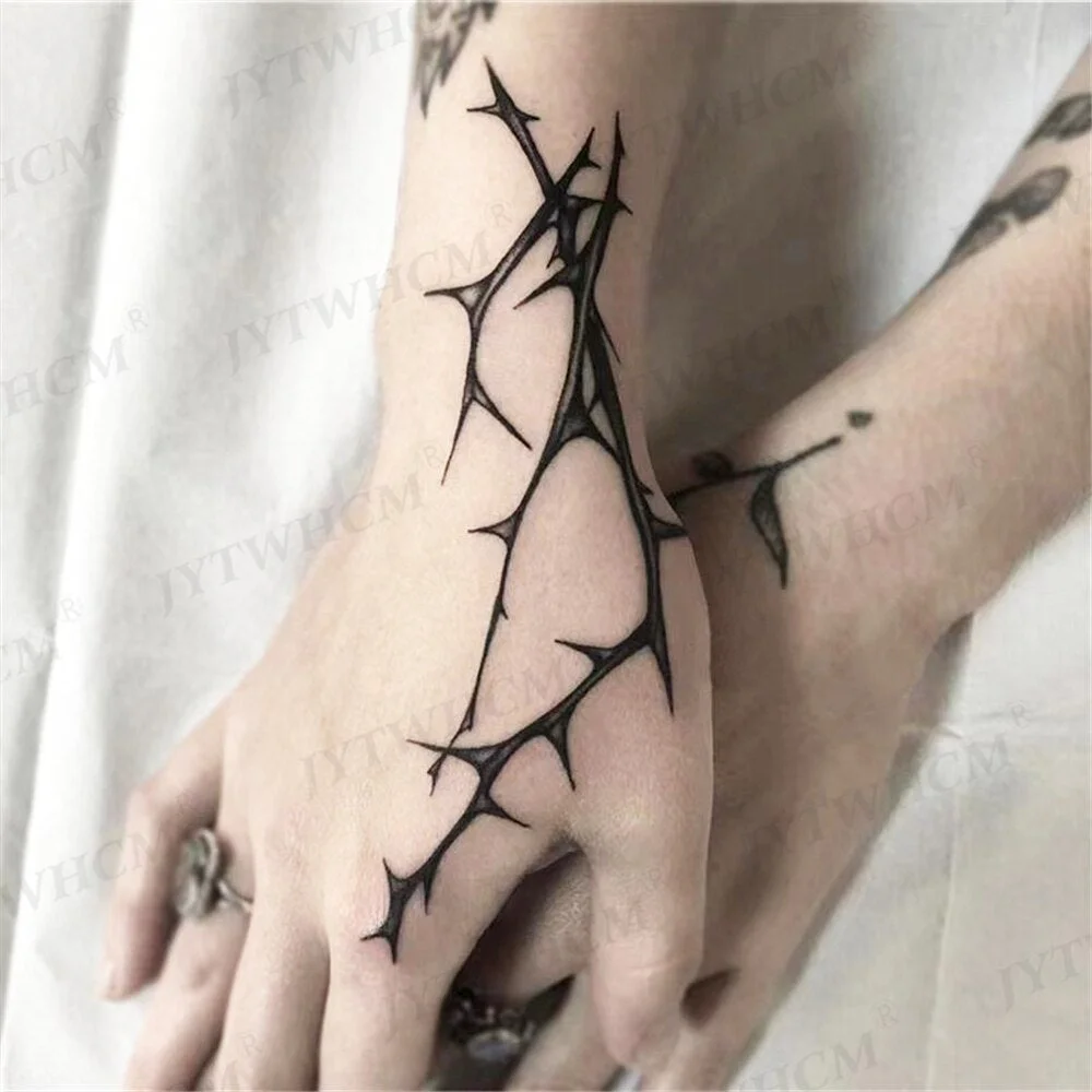 Waterproof Temporary Tattoo Stickers Black Branches Thorns Fake Tattos Women Flash Stickers On Feet Arms Neck Body Ornaments Men