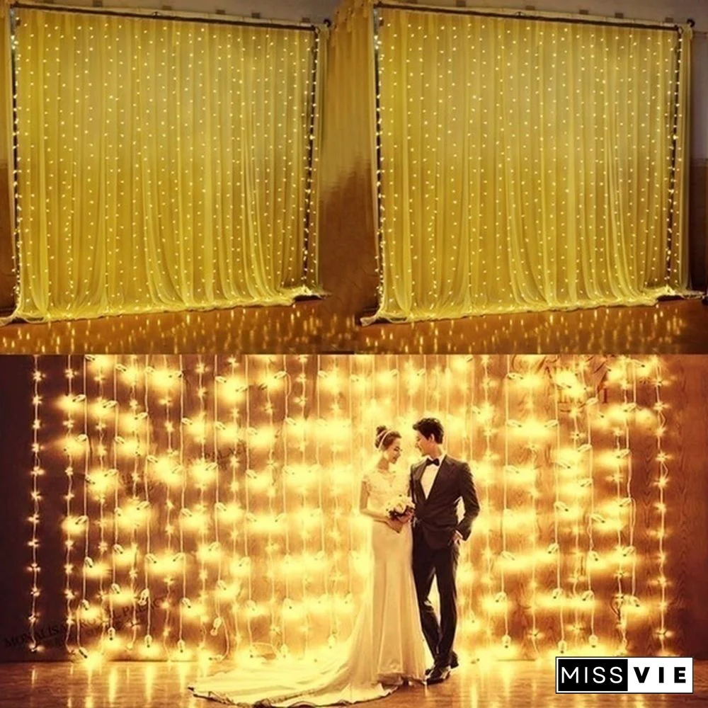 9 Colors 3Mx3M 300-LED Light Romantic Christmas Wedding Outdoor Decoration Curtain String Light