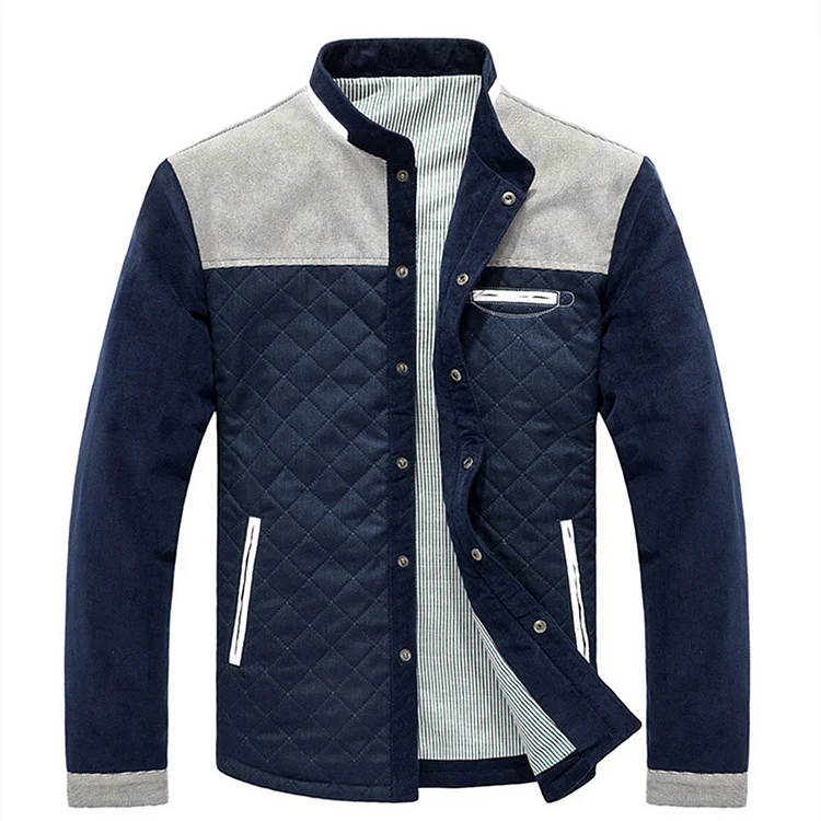 Utbros Men's Outdoor Stitching Pocket Thickened Warm Stand Collar Jacket