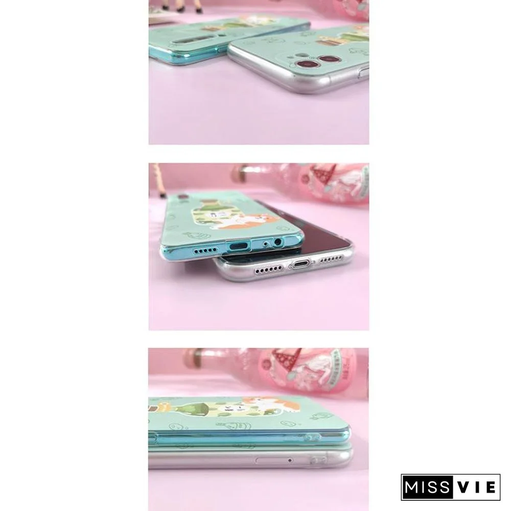 Cartoon Wine Dog Print Silicone Phone Case