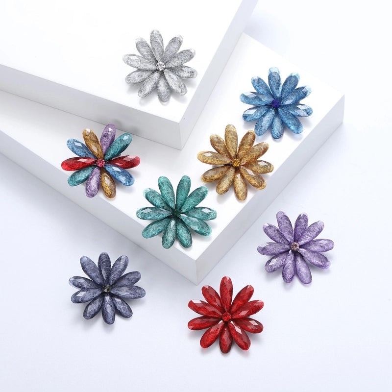 Minimalist Pin Flower Alloy Inlay Acrylic Women's Brooches