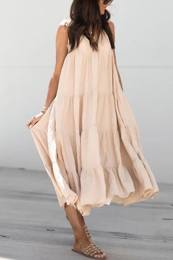 Rachelle Linen blend Casual Midi Dress