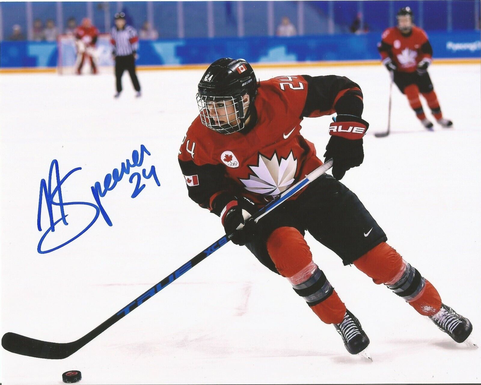 NATALIE SPOONER SIGNED TEAM CANADA 8x10 Photo Poster painting #3 with COA - 2018 OLYMPICS