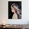 DIY Pearl Painting Long Hair Girl for Home Decor with Frame(30x40cm)