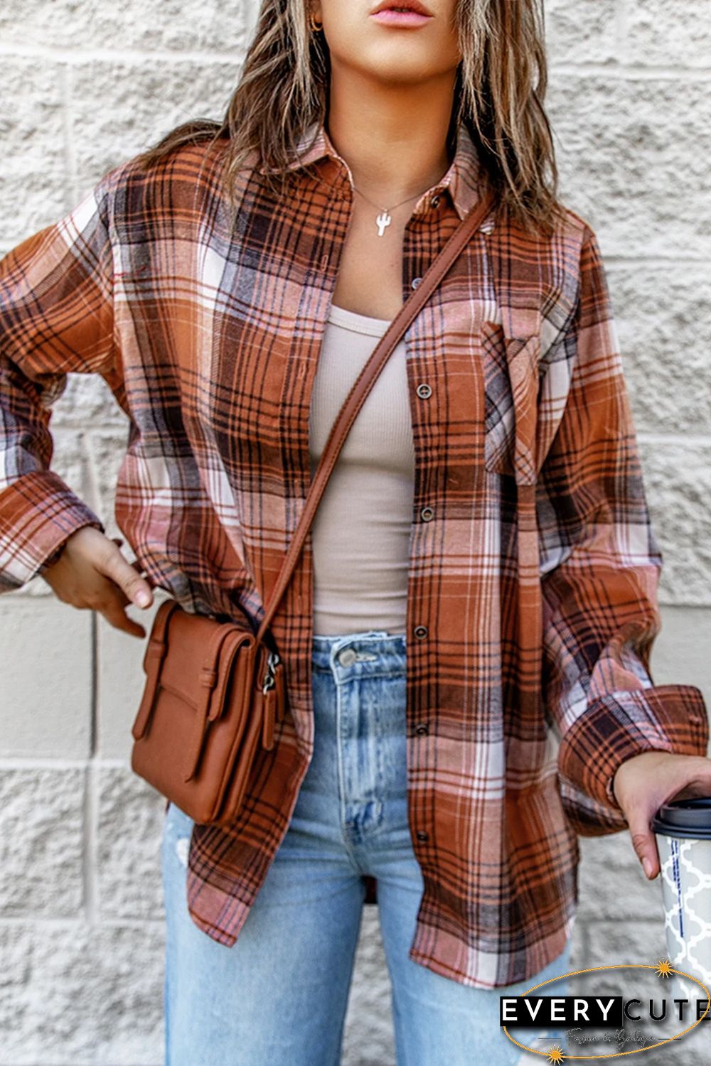 Plaid Long Sleeve Shirt with Pocket