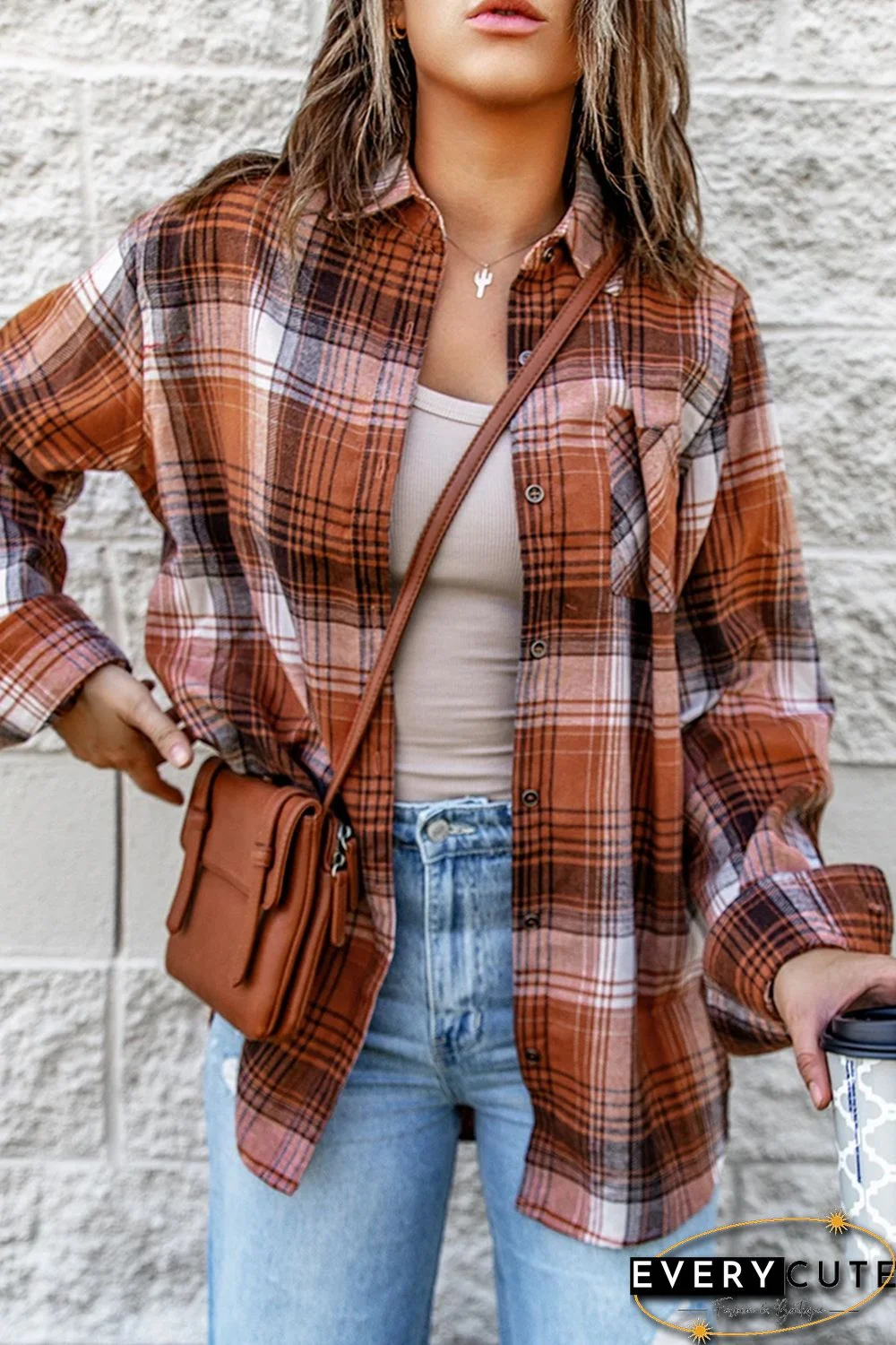 Plaid Long Sleeve Shirt with Pocket