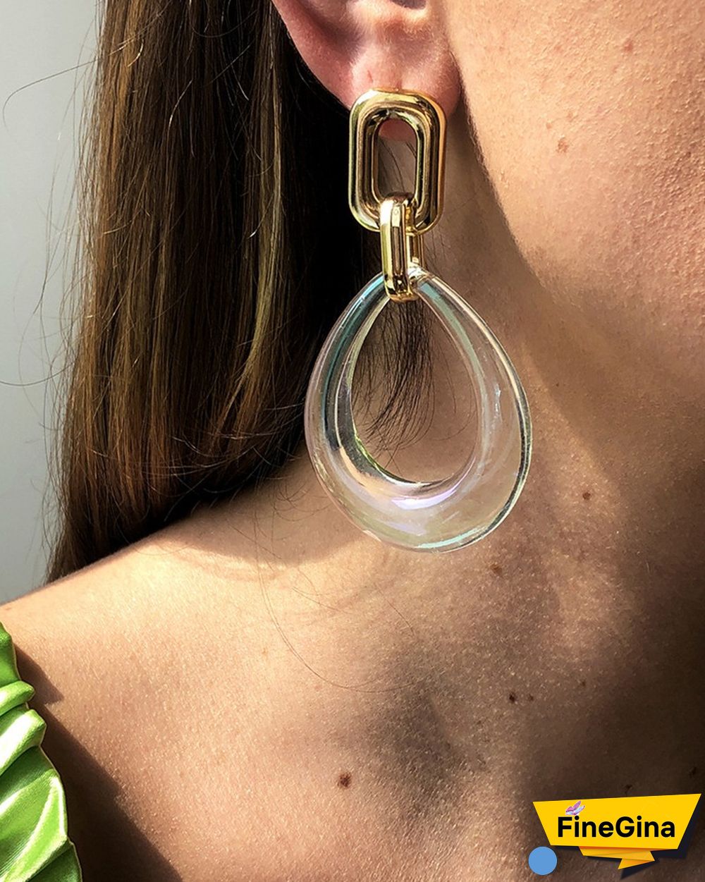 Transparent Resin Geometric Hollow-out Earrings