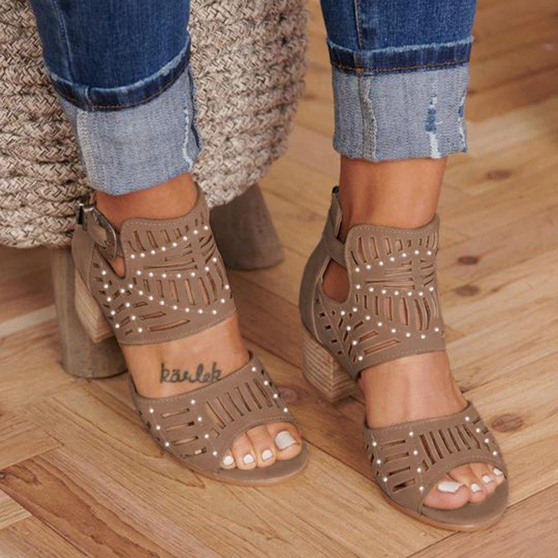 Women Cut-out Casual Sandals