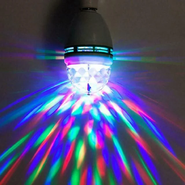 Colorful Magic Projector Lamp Ball E27 LED Lamp Disco Light Stage Bulb Auto-rotating RGB Party Light For Family Party KTV DJ Dance Floor (with E27 Plug Adapter)