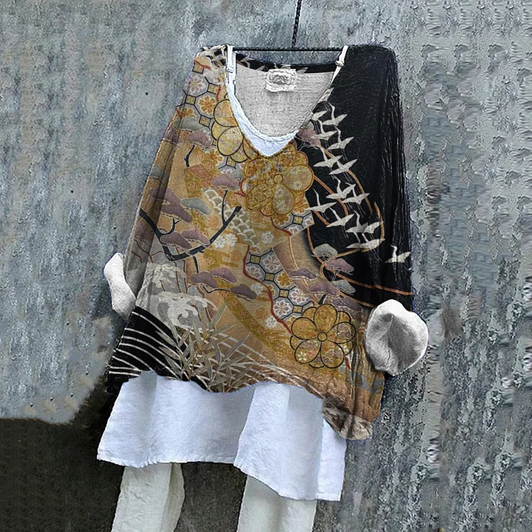 Comstylish Women's Japanese Art Loose Casual Shirt