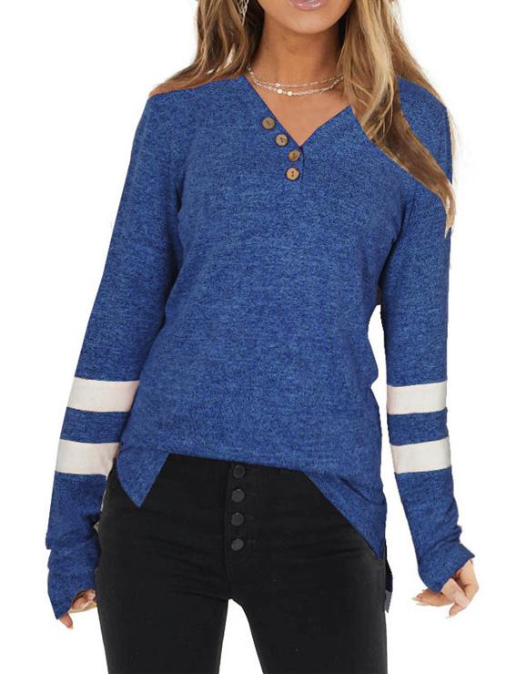 Women's V-neck Long Sleeve Tops