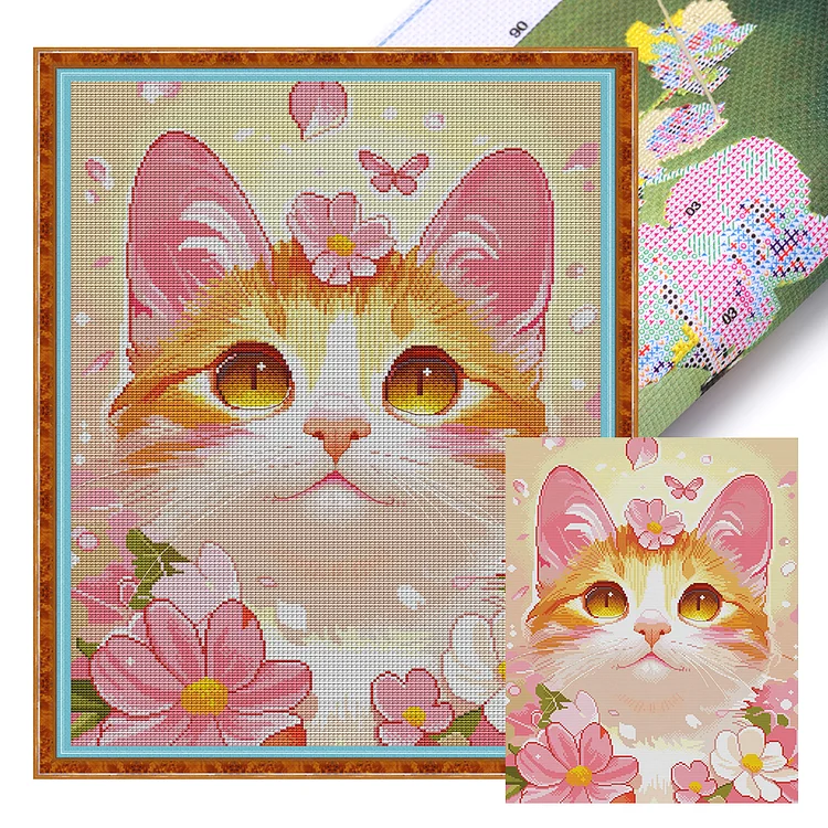 Joy Sunday-Beautiful Cat (41*51cm) 14CT Stamped Cross Stitch gbfke