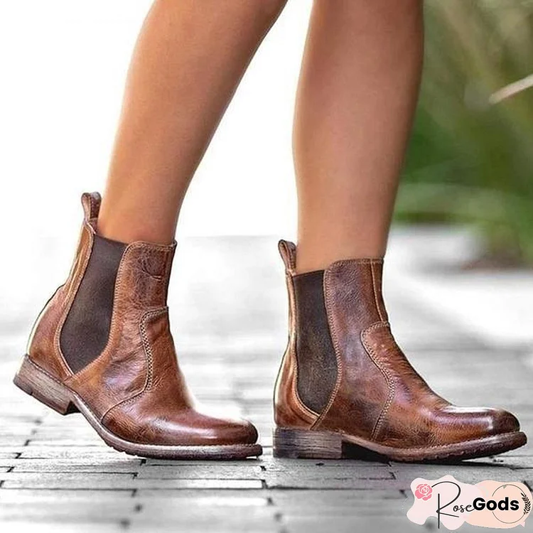 Women's Vintage Ankle Slip-On Short Boots