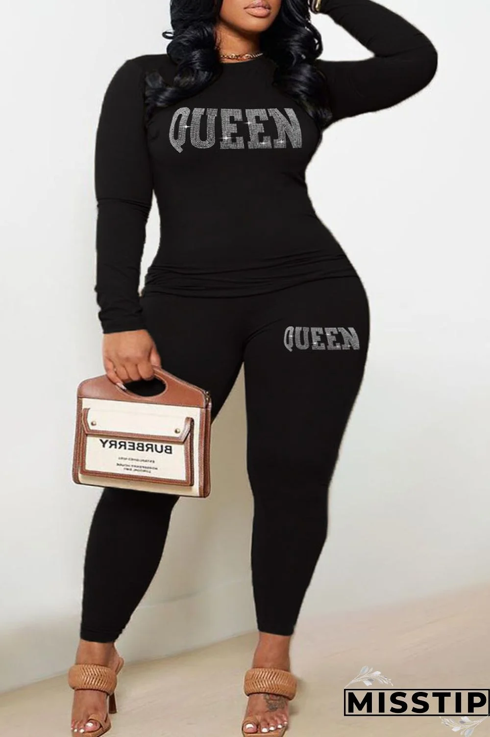 Blue Casual Print Patchwork O Neck Plus Size Two Pieces