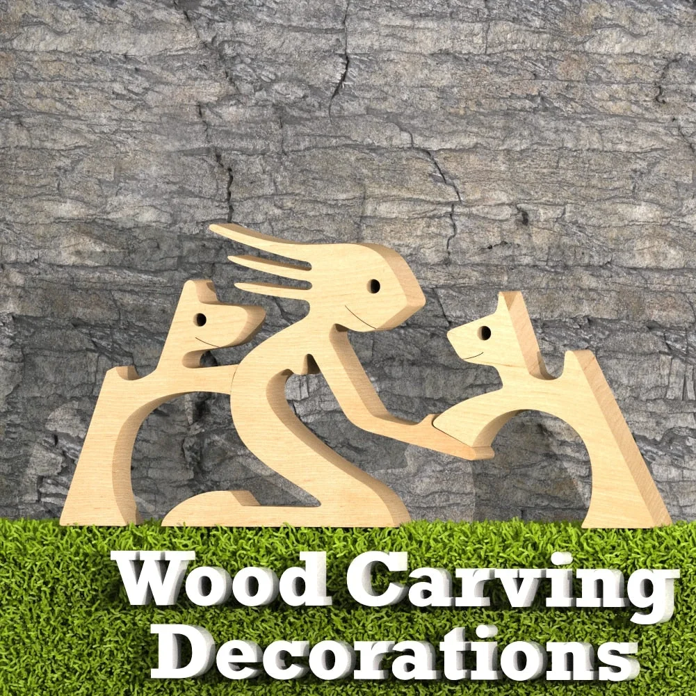 Home Decor Table Ornament Wood Dog Craft Sculpture Handmade Wooden Pets Figurine Crafs Desk Decorations Great Gifts for Friends