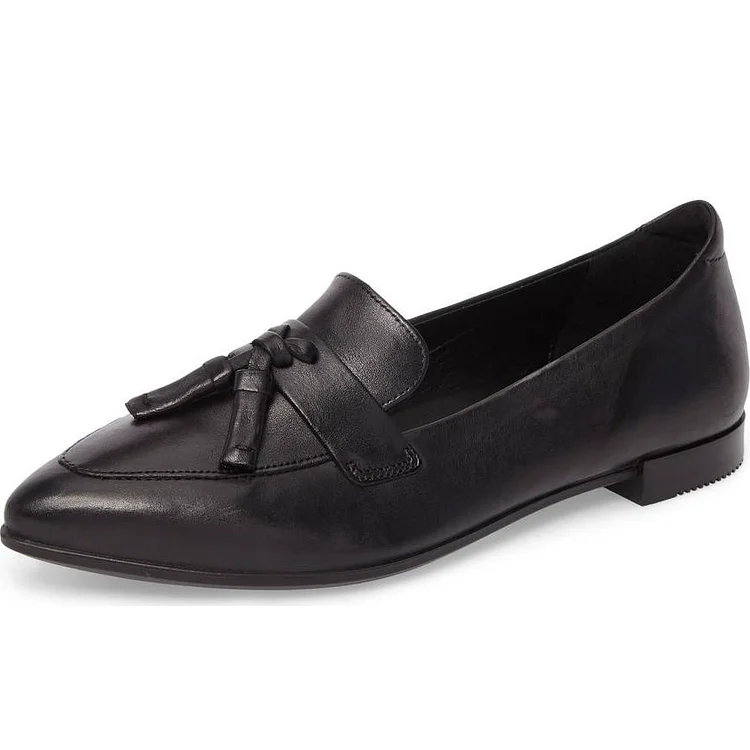 Black Python Pointy Toe Loafers for Women |FSJ Shoes