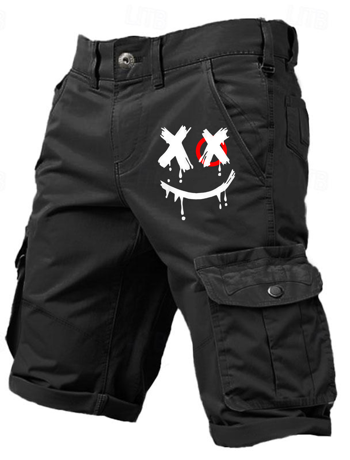 Men's XX Smiley Face Printed Straight Cargo Shorts