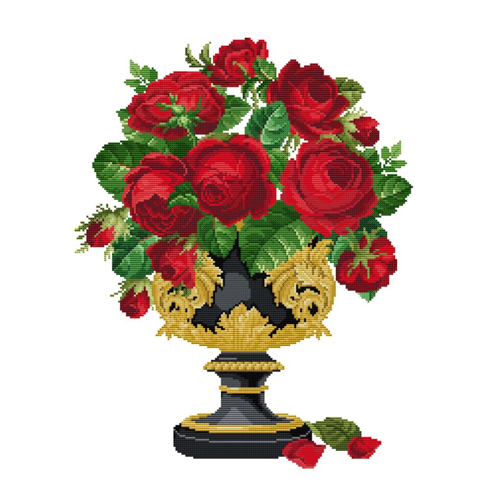 

Rose Vase - 14CT Stamped Cross Stitch - 41*51cm, 501 Original
