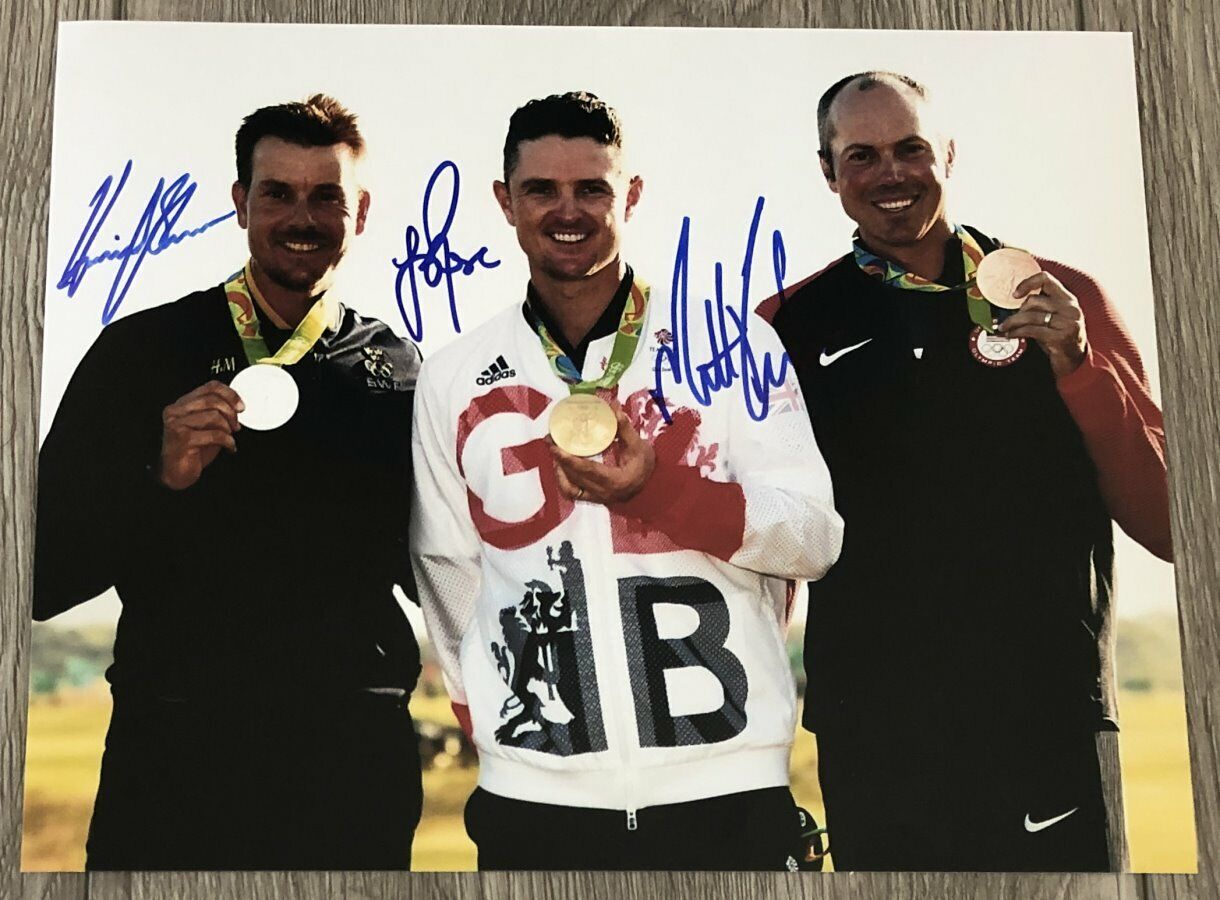 JUSTIN ROSE MATT KUCHAR & HENRIK STENSON SIGNED 2016 OLYMPICS GOLF 8x10 Photo Poster painting