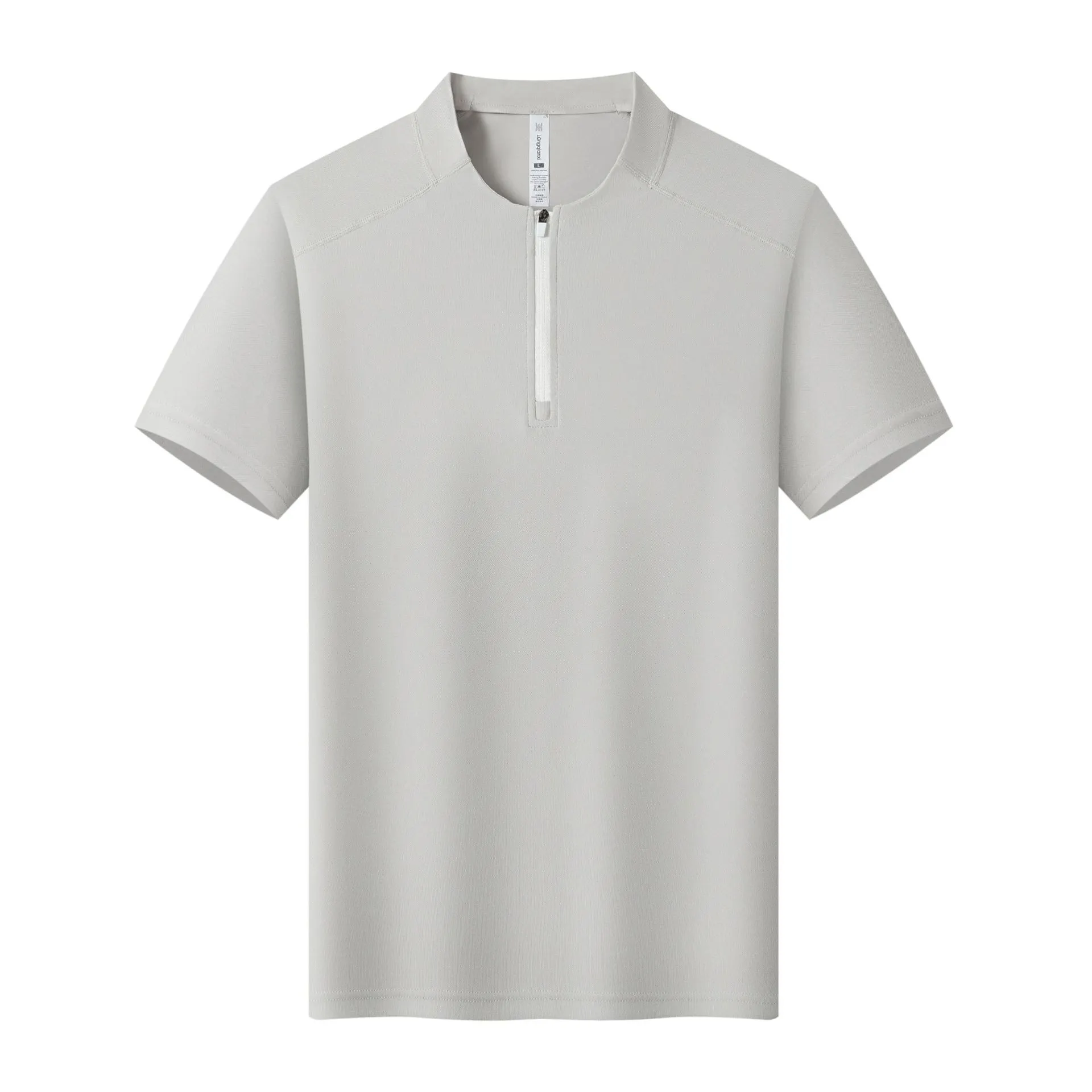 2026 Summer Ice Silk Quick-Dry Half-Zip Polo Shirt Men’s Stand Collar Short Sleeve T-Shirt