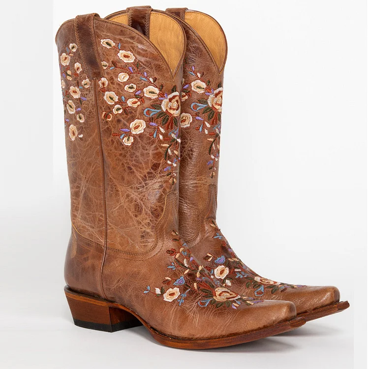 Women's Shyanne Maisie Floral Embroidered Western Leather Cowboy Boots