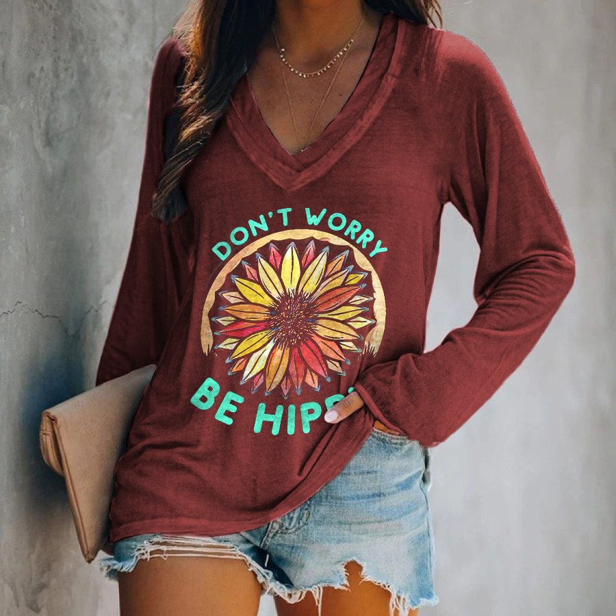 Don't Worry Be Happy Printed Women's T-shirt