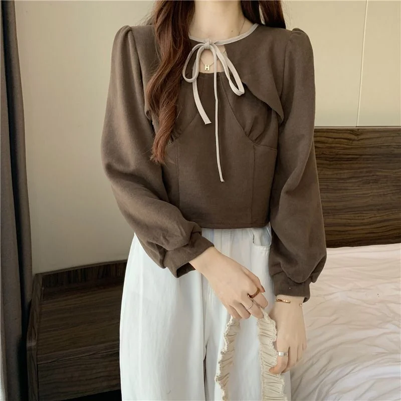 Colourp Colourp Mm200 Jin Splicing Temperament Women's Long Sleeve Jacket Autumn New Thin T Shirt Large Size Women's Bottom Shirt