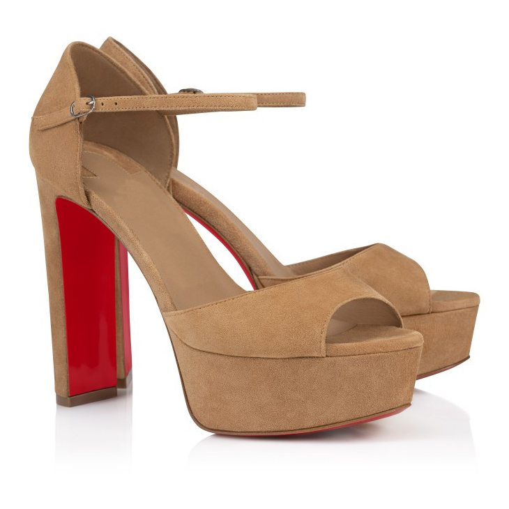 130mm Women's Red Bottom Open Toe Sandals Ankle Strap High Heel Summer Shoes Chunky Heel Platforms-MERUMOTE